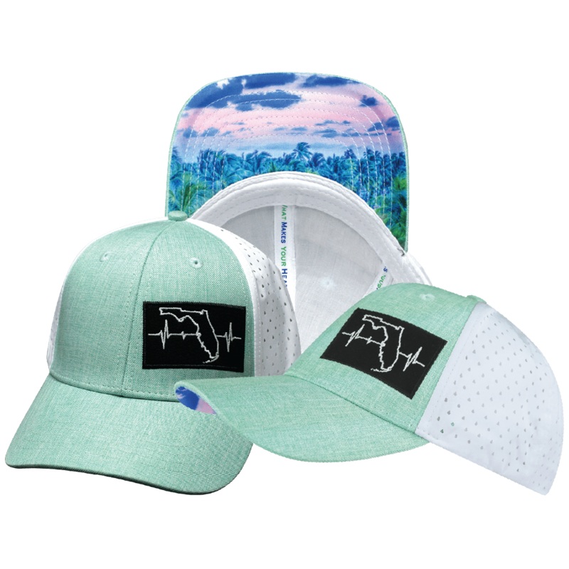 Florida Hat – Low Profile – Ponytail – Teal / White – Laser Mesh