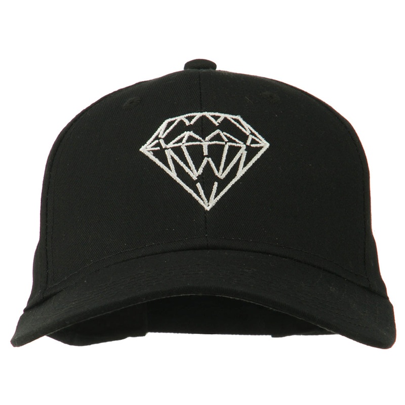 New Diamond Outline Embroidered Cotton Cap Black One Size
