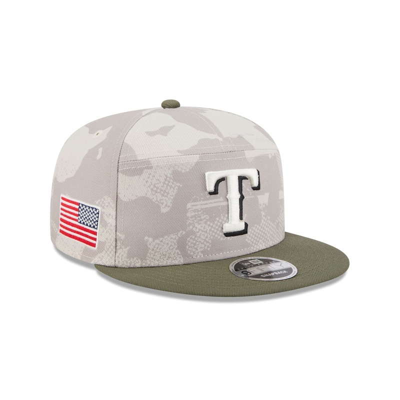Texas Rangers Armed Forces Day 2025 Split Panel 9FIFTY Snapback Hat One Size