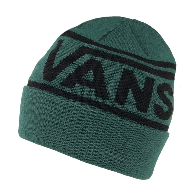 Vans Hats Drop V Stripe Beanie Hat – Green 1-Size