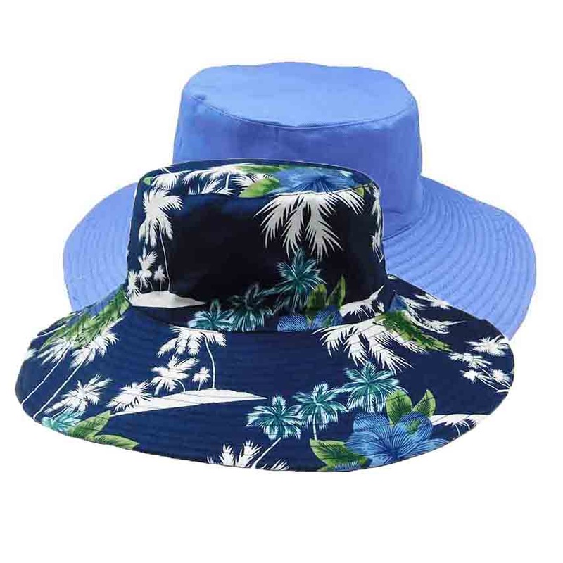 Wide Brim Ladies Reversible Floral Print Bucket Hat – Karen Keith Blue S/M (55-57 cm)