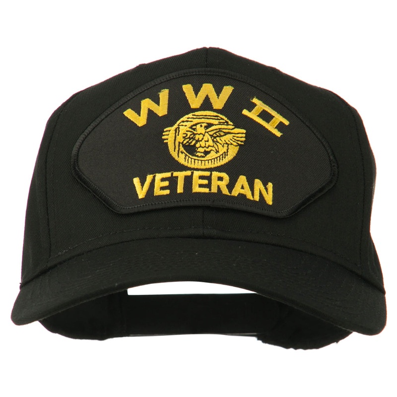 WW2 Veteran Military Patch Cap Black One Size
