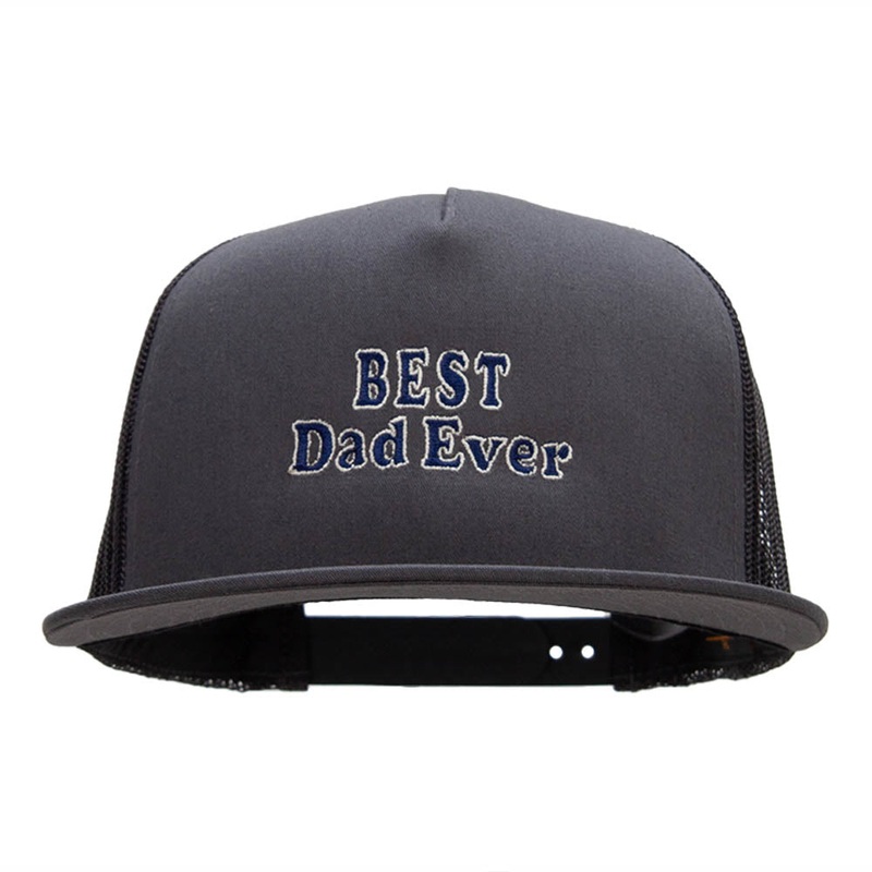 Best Dad Ever Embroidered 5 Panel Mesh Snapback Made in USA Charcoal One Size
