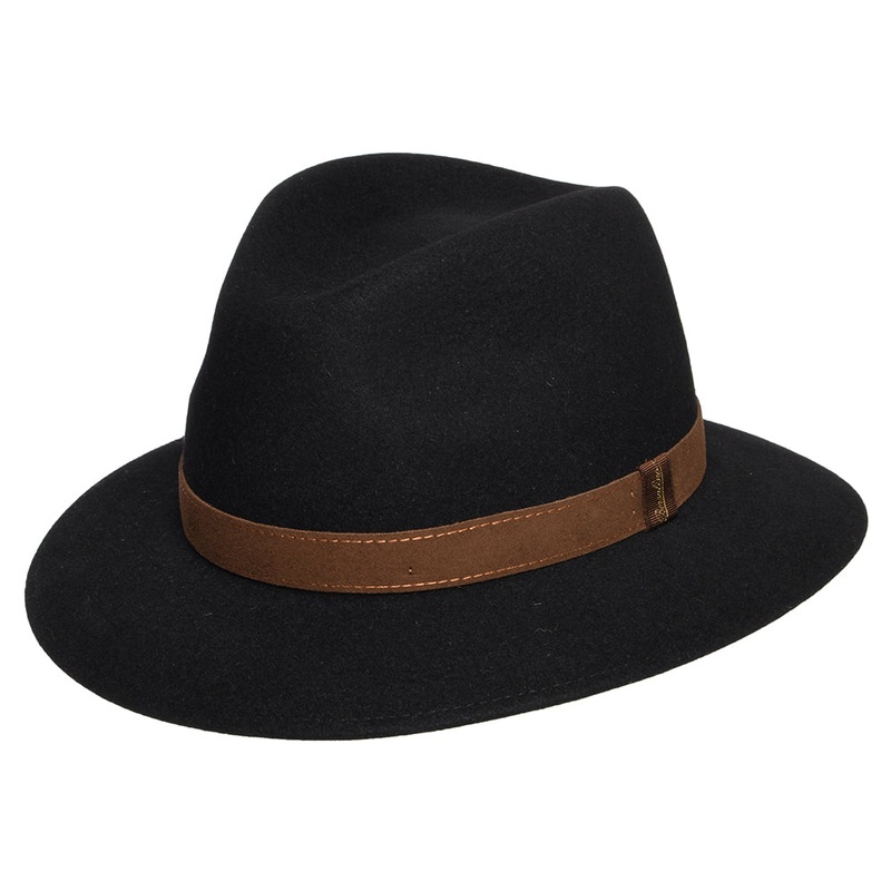 Borsalino Fur Felt Crushable Safari Fedora Hat – Black 55