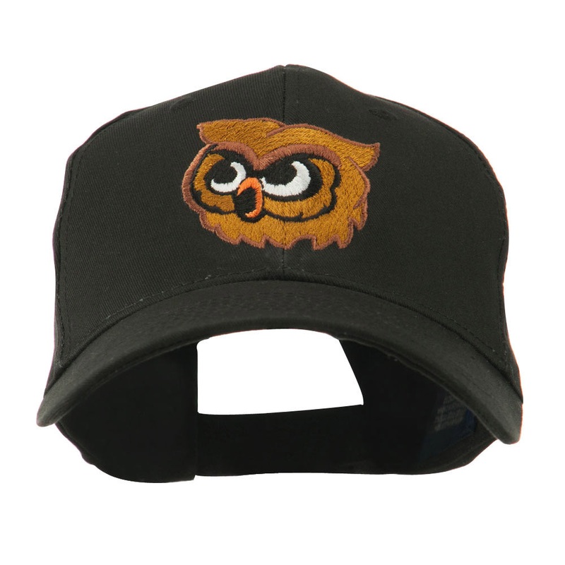 Brown Owl Mascot Embroidered Cap Black One Size