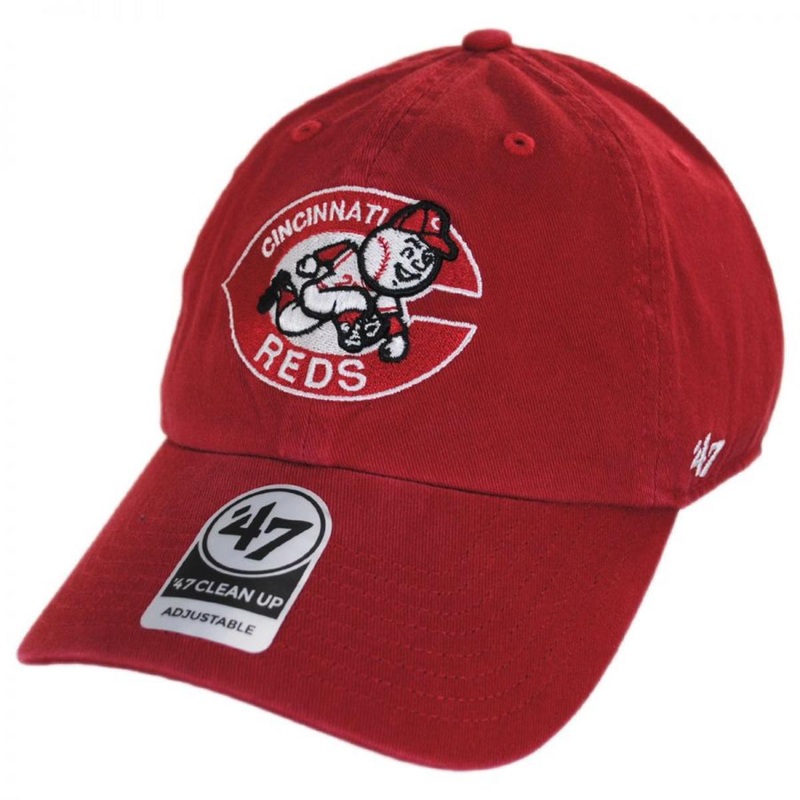 Cincinnati Red MLB Cooperstown Clean Up Strapback Baseball Cap Dad Hat RED ADJUSTABLE