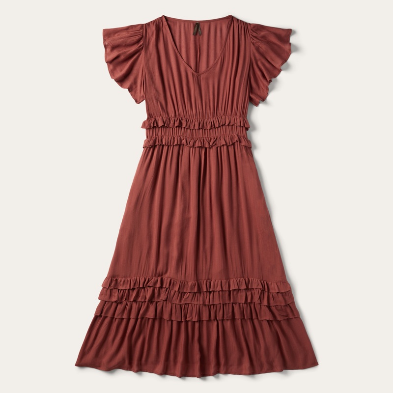 Cinnamon Herringbone Dress Brown XS