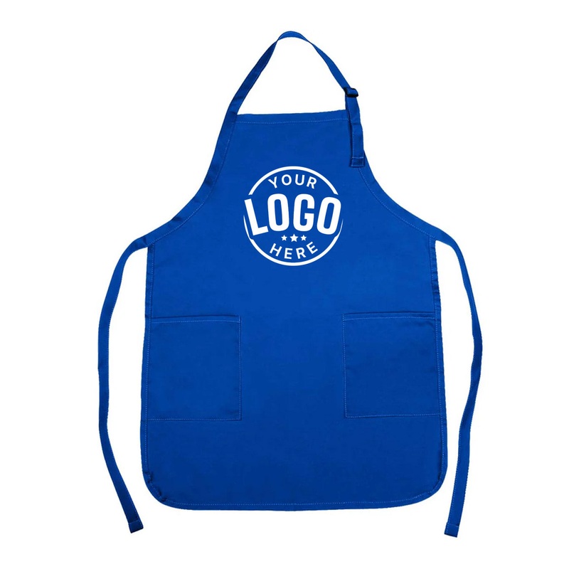 Custom Printed Nissun Poly-Cotton Apron with 2 Pockets APN1302 Black