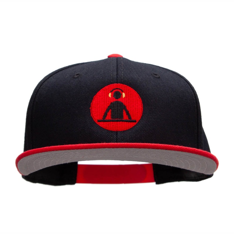 DJ Icon Embroidered Wool Blend Pro Style Snapback Red Black One Size