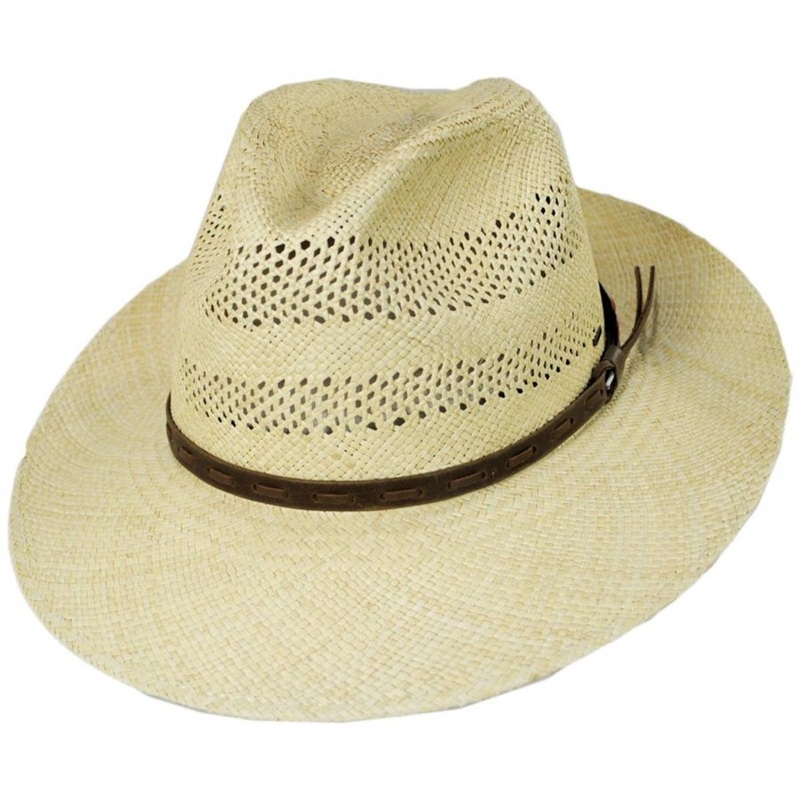 Ezra Vented Panama Straw Fedora Hat NATURAL S