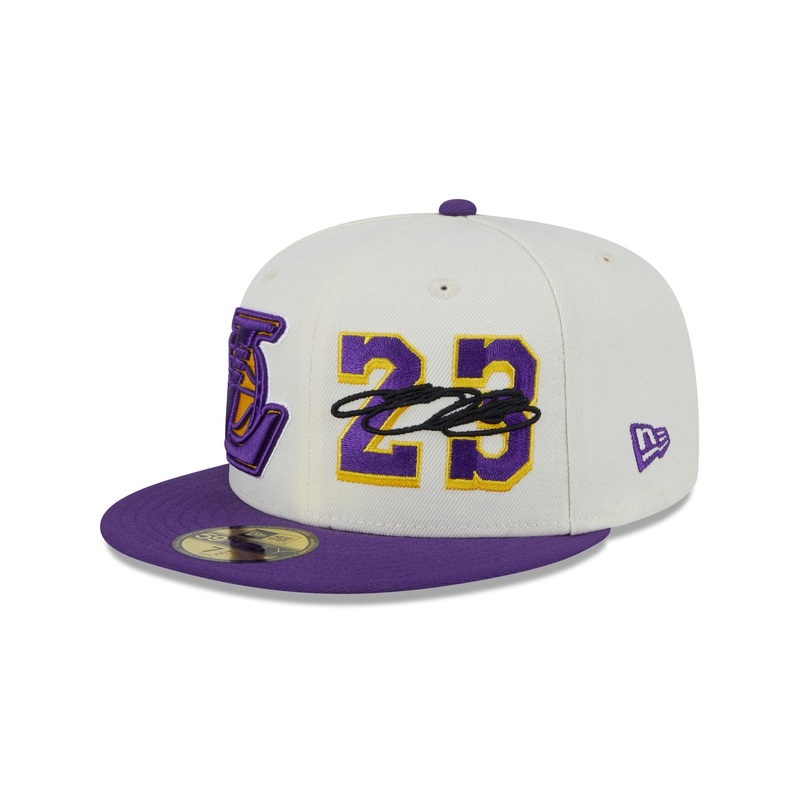 Los Angeles Lakers Lebron James Chrome White 59FIFTY Fitted Hat 7