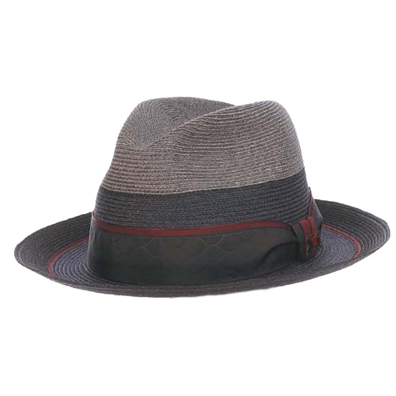 Multi Color Braided Hemp Wide Brim Fedora- Biltmore Hats Black Medium  (57 cm)