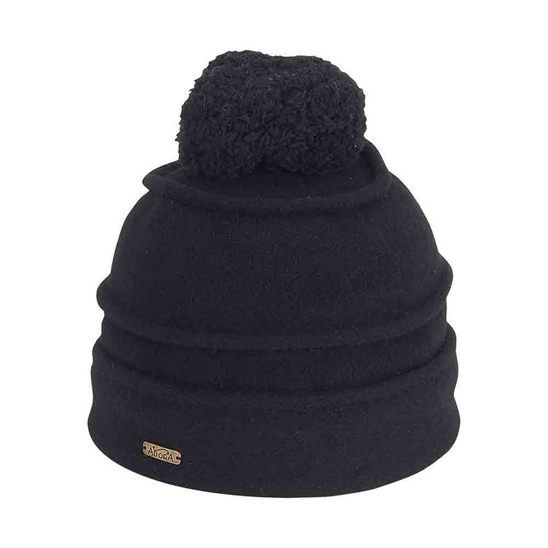 Pom Pom Beanie with Piping – Adora Hat Black M/L (57-58 cm)