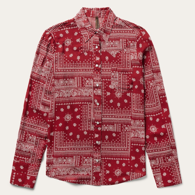 Red Bandana Patchwork Shirt Red XS