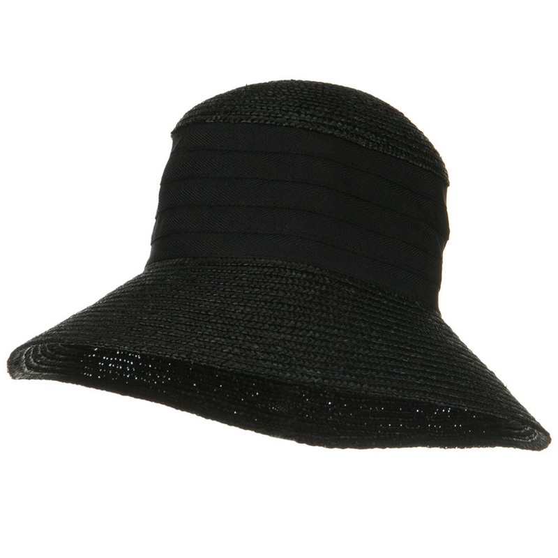 Wheat Straw Medium 4 Inch Brim Hat Black One Size