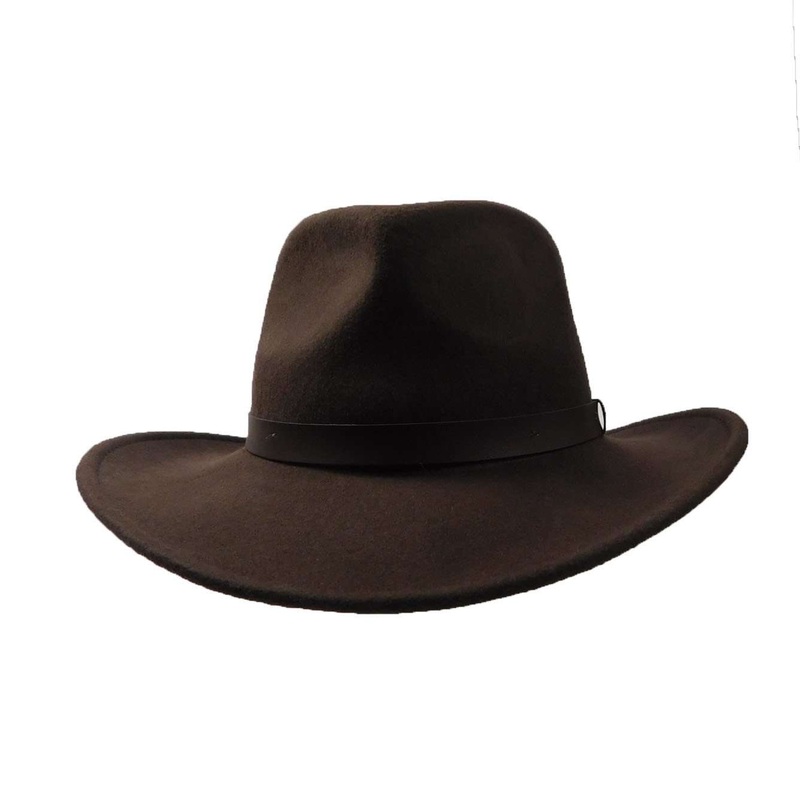 Wool Felt Outback with Leather Band Charcoal S