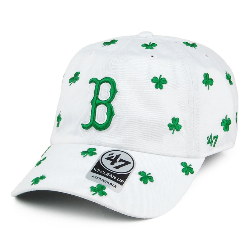 47 Brand St. Patrick’s Clover Boston Red Sox Baseball Cap – Clean Up – White-Green Adjustable