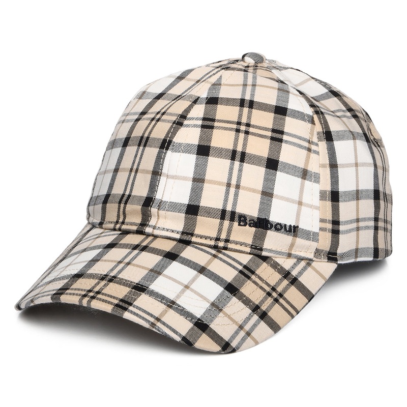 Barbour Hats Agnes Tartan Baseball Cap – Sand-Black Adjustable