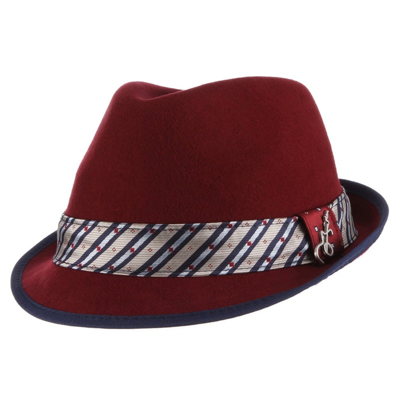 Carlos Santana Hats Notes Crushable Wool Felt Trilby Hat – Burgundy Small/Medium
