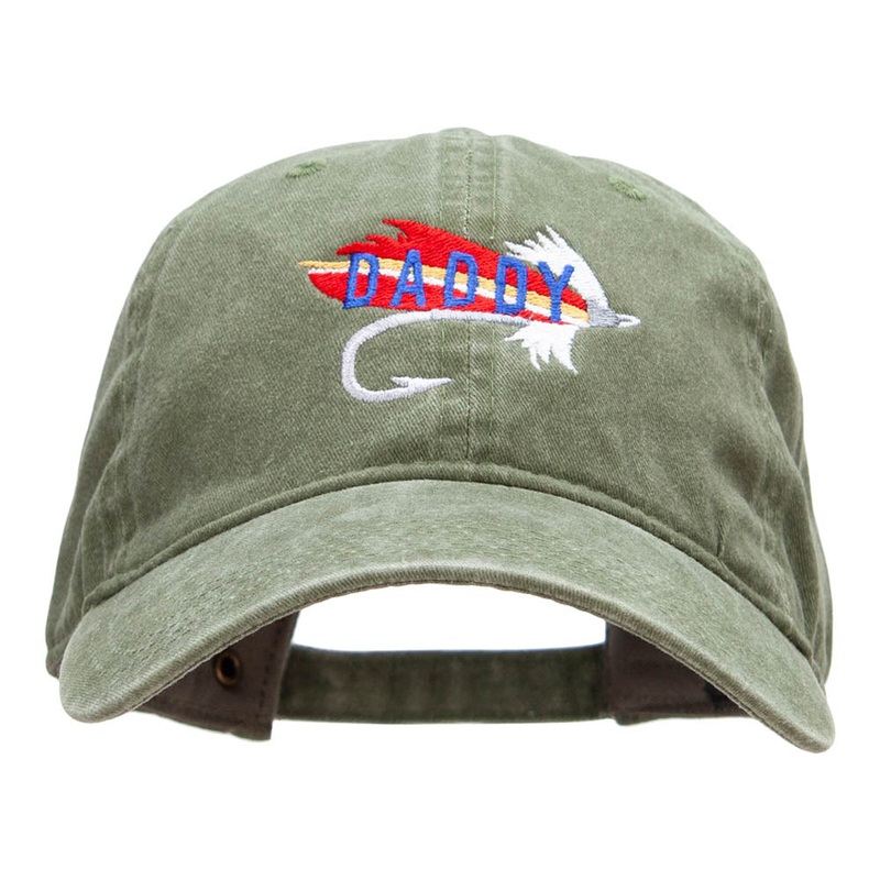 Daddy Fishing Tackle Embroidered Washed Cotton Cap Olive One Size