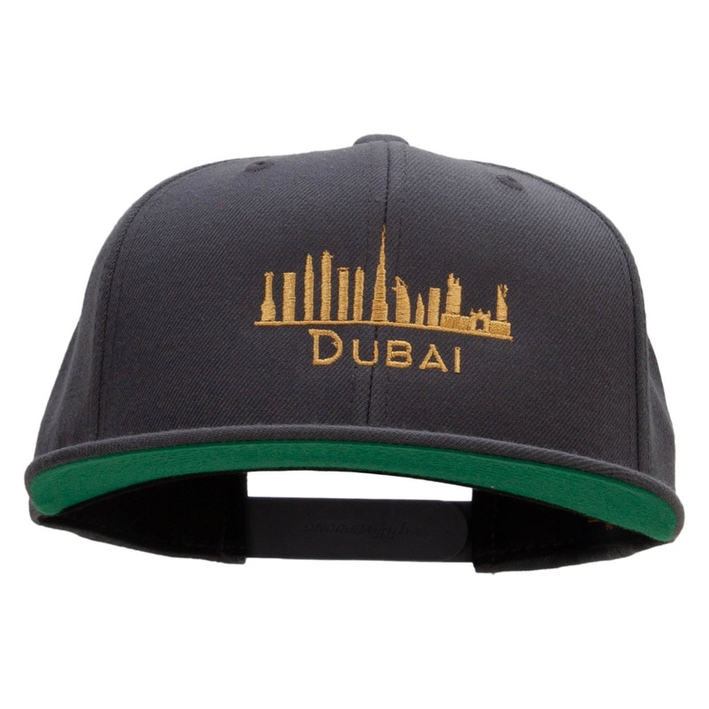 Dubai Embroidered Wool Blend Prostyle Snapback Dk Grey One Size