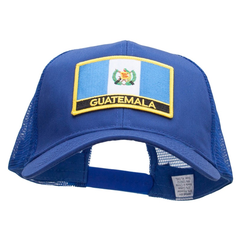 Guatemala Flag Patched Big Size Solid Cotton Twill High Profile Mesh Pro Style Cap Royal XL-3XL