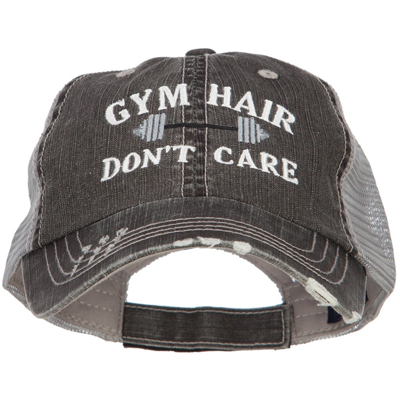 Gym Hair Don’t Care Embroidered Cotton Mesh Cap Black One Size