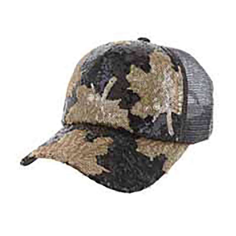 Maple Leaf Sequin Casual Cap for Women Black
