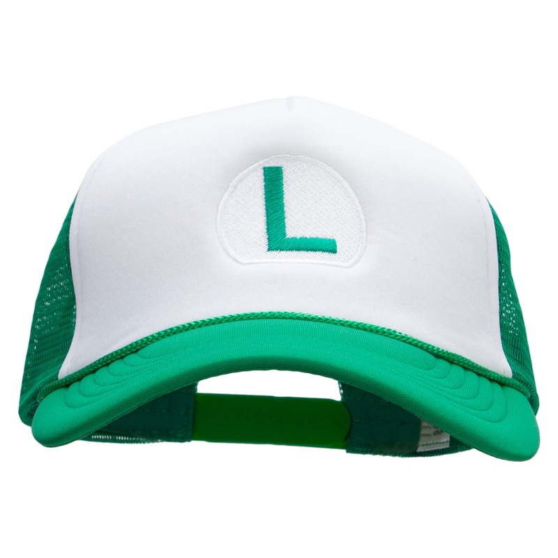 Mario Luigi Embroidered Big Foam Mesh Truck Cap Kelly XL-3XL