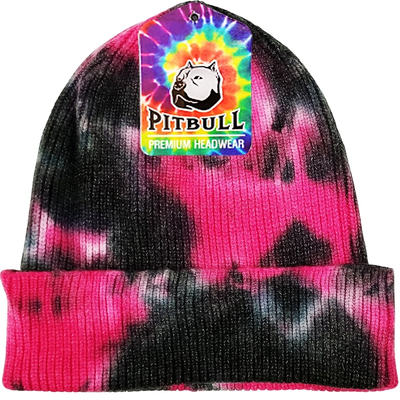 Pit Bull PB266 Tie Dye Cuffed Knit Beanie Black/Pink