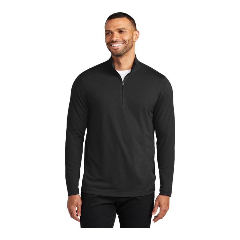 Port Authority K112 Dry Zone UV Micro-Mesh 1/4-Zip Deep Black XS