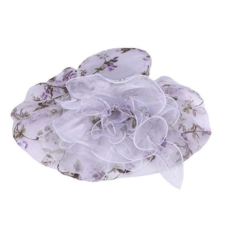 Rose Pattern Organza Hat Purple