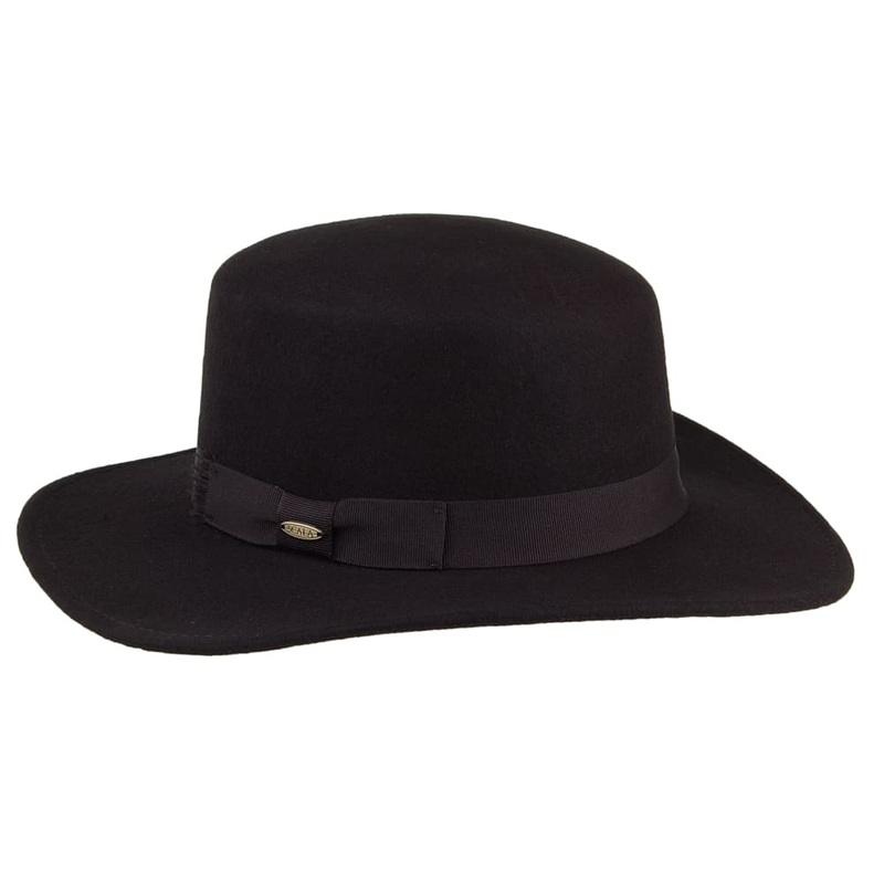Scala Hats Avola Crushable Wool Felt Boater Hat – Black 1-Size