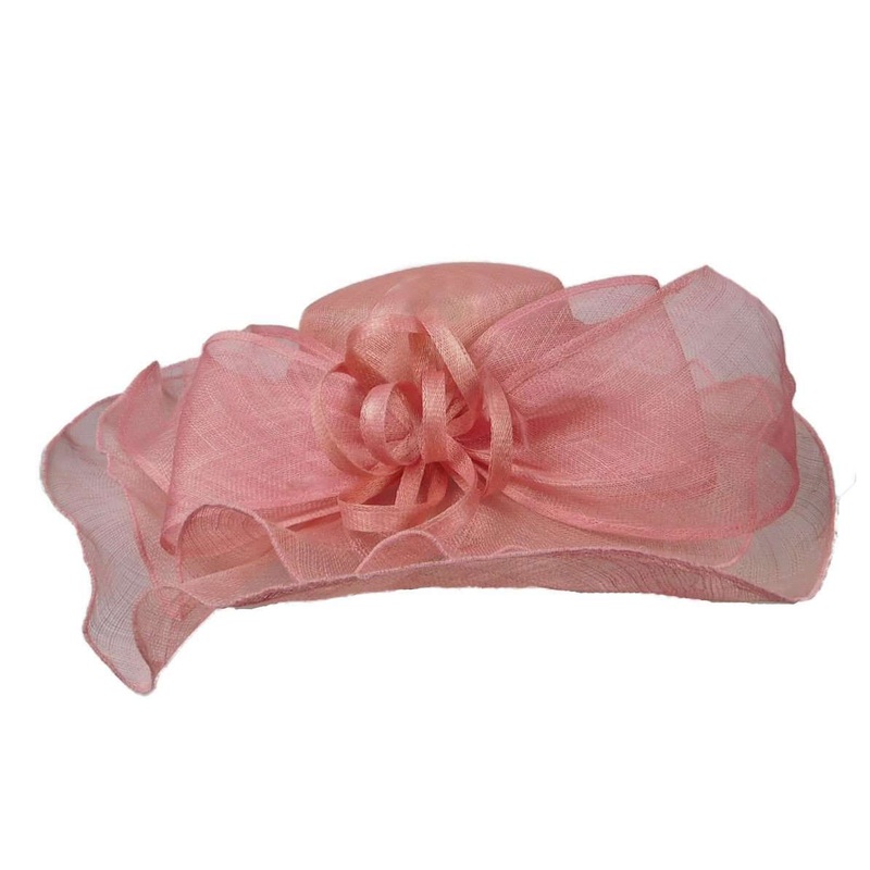 Sinamay Derby Hat with Bow Pink