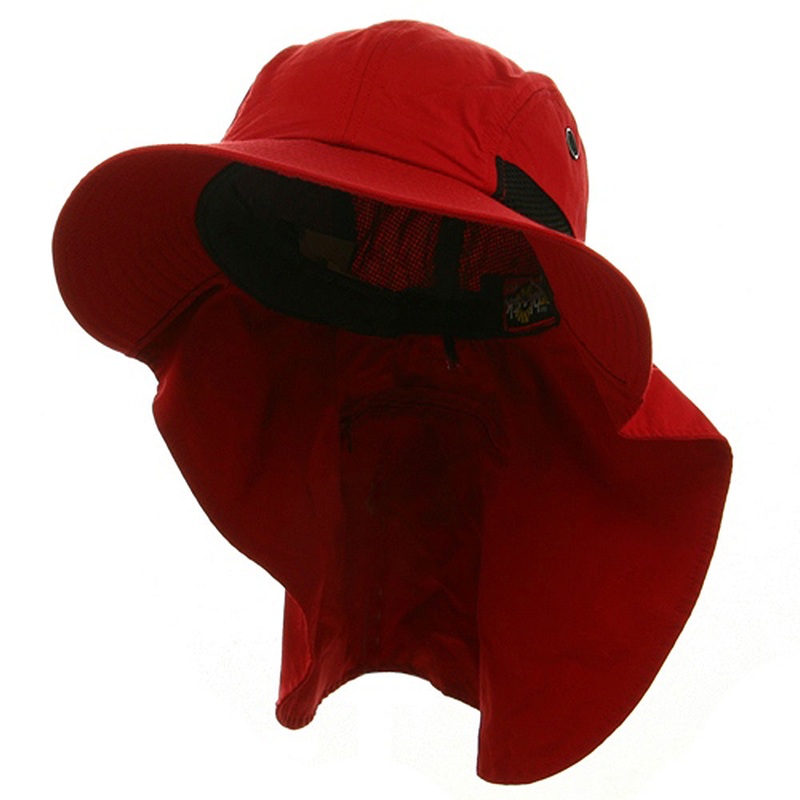 UV 45+ Extreme Condition Flap Hats Red One Size