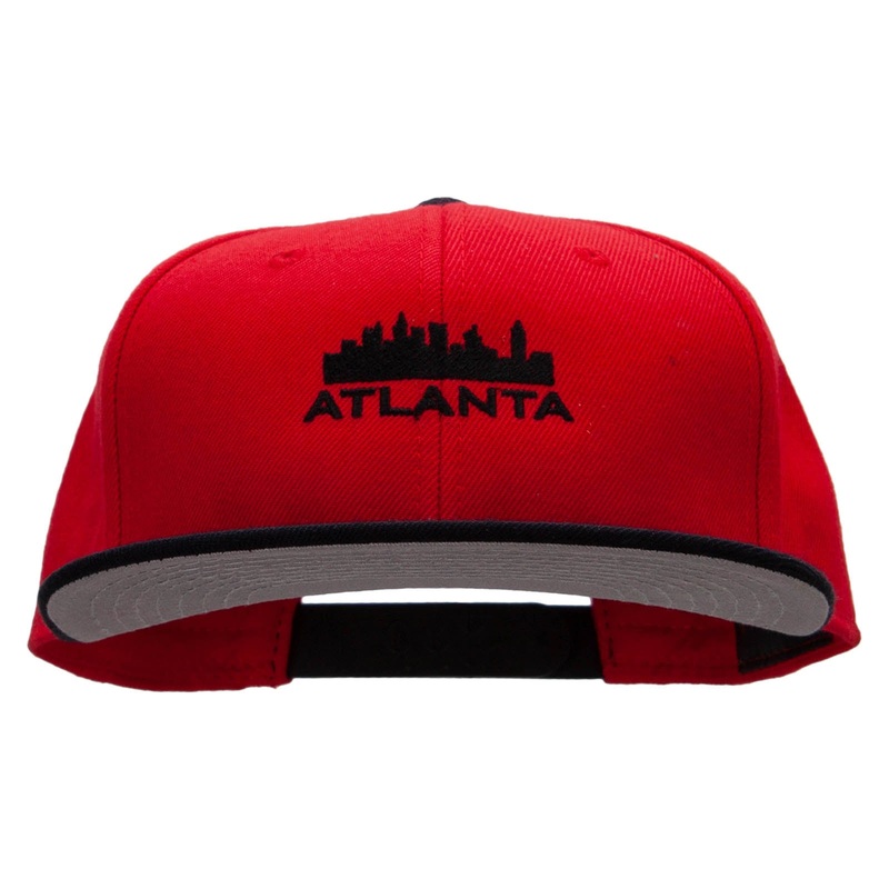 Atlanta Embroidered Wool Blend Pro Style Snapback Cap Black Red One Size