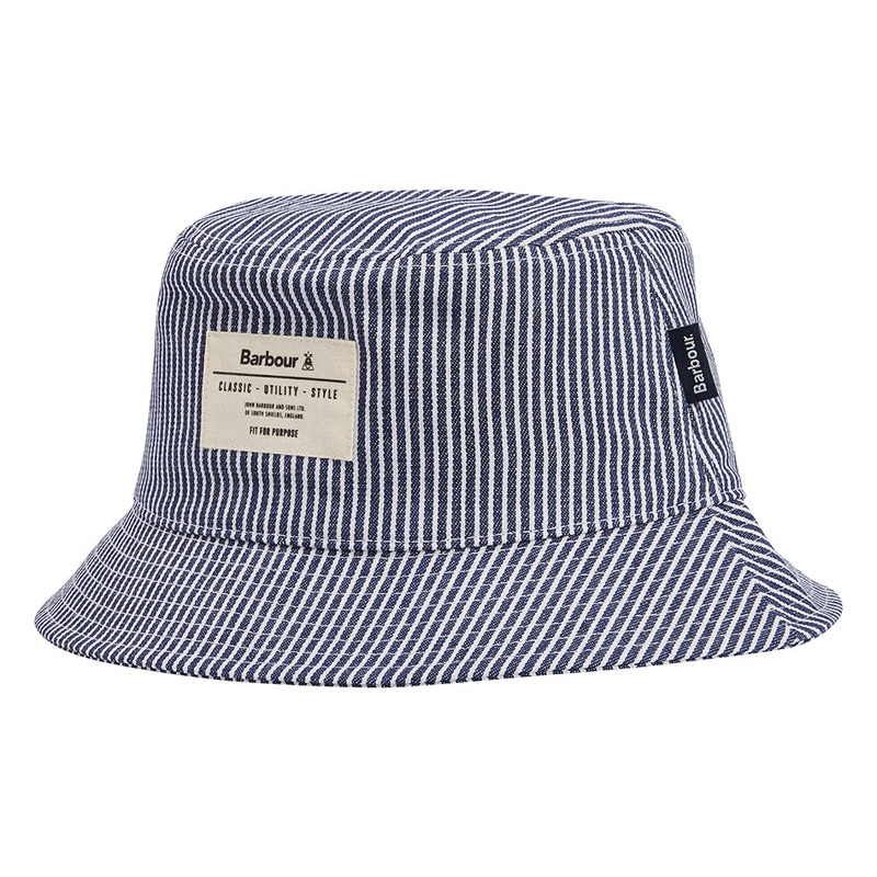 Barbour Hats Tynedale Striped Bucket Hat – Navy-White S