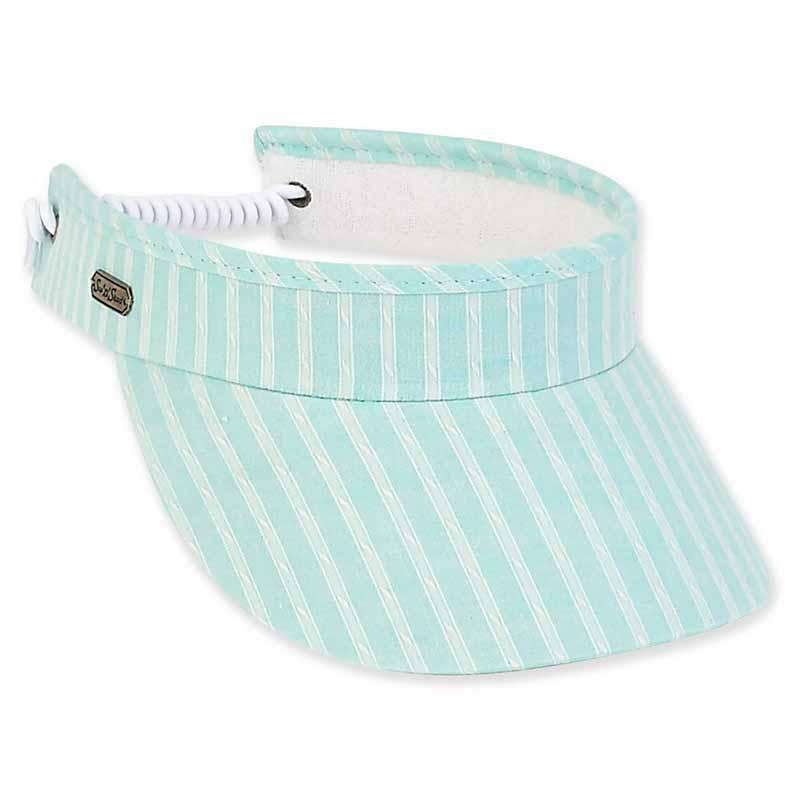 Blair Striped Cotton Sun Visor with Coil – Sun ‘N’ Sand Hat Green