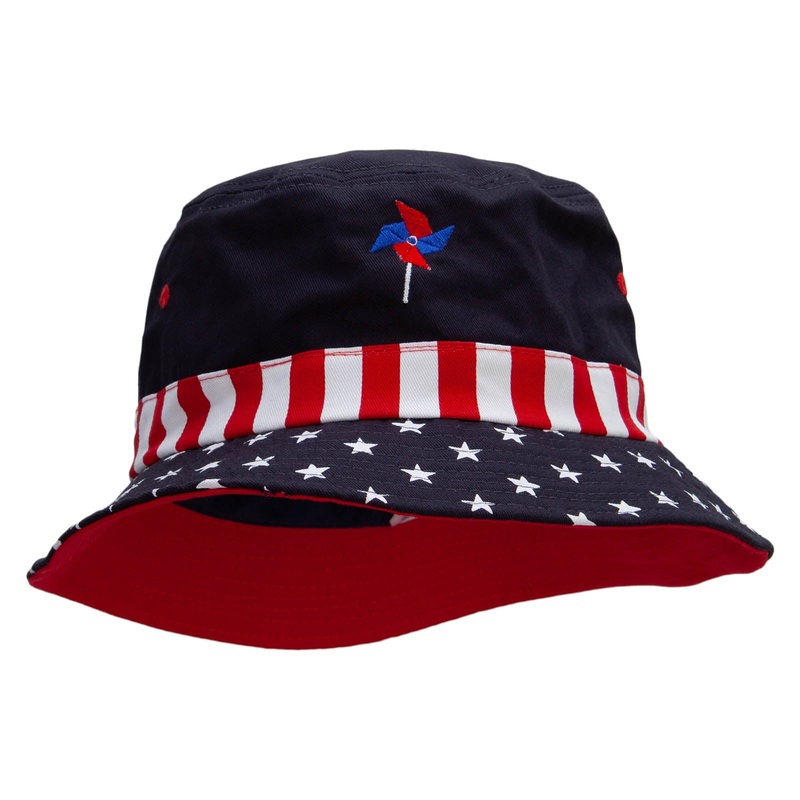 Flag Color Pinwheel Embroidered USA Flag Bucket Hat Flag M