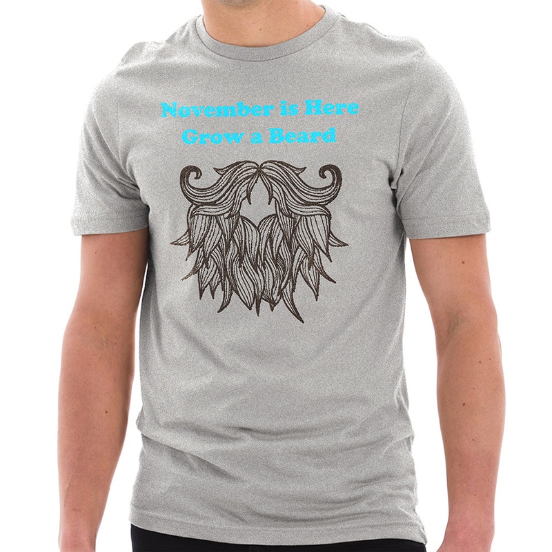 Grow A Beard Graphic Design Unisex Ring Spun Combed Cotton Short Sleeve Deluxe Jersey T-Shirt Heather Grey XS
