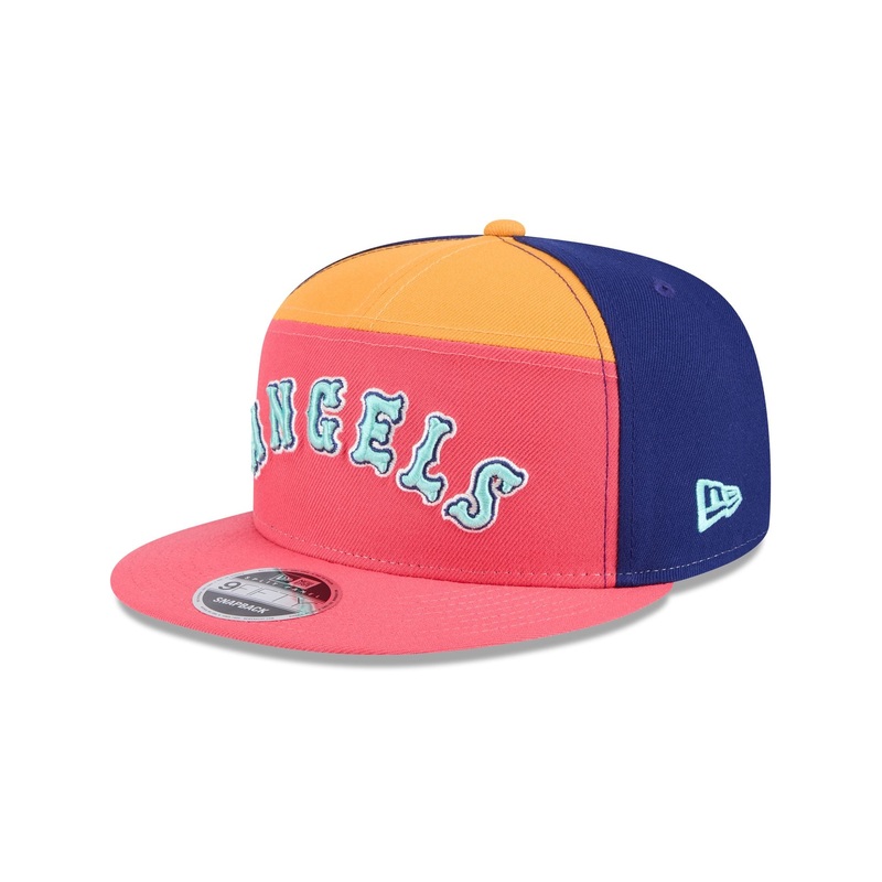 Los Angeles Angels Coral Split Panel 9FIFTY Snapback Hat One Size