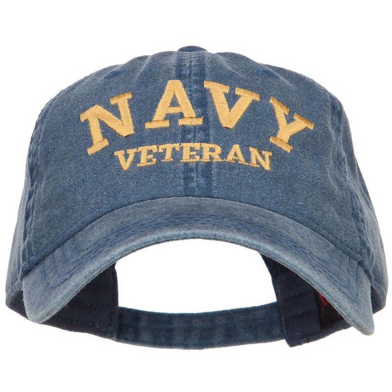 Navy Veteran Letters Embroidered Washed Cap Navy One Size