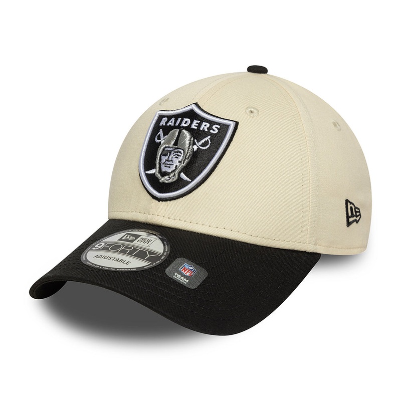 New Era 9FORTY Las Vegas Raiders Baseball Cap – NFL Wordmark – Cream-Black Adjustable