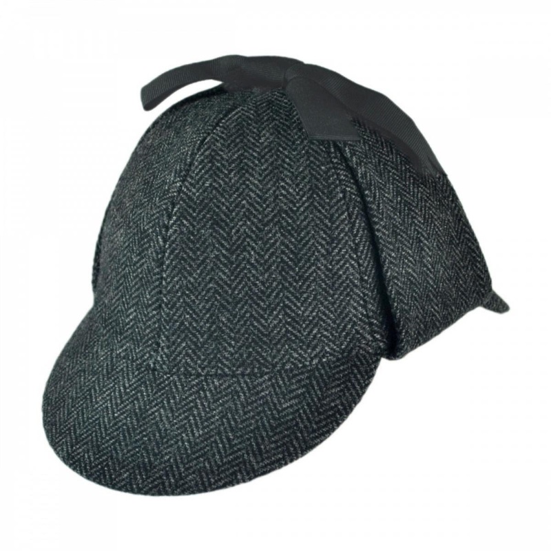 Sherlock Holmes Herringbone Wool Blend Hat GREY S