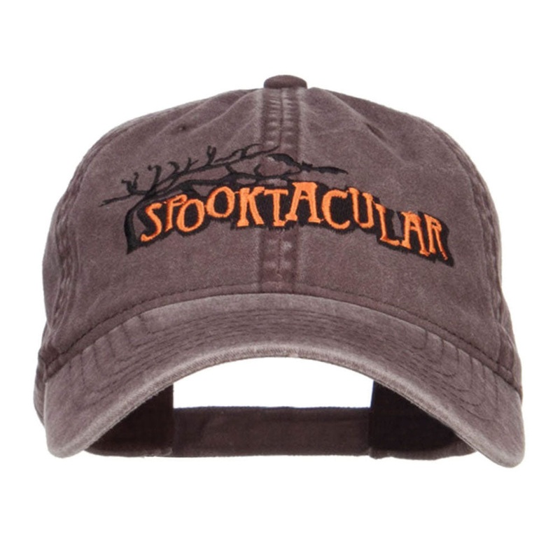 Spooktacular Embroidery Washed Cap Brown One Size