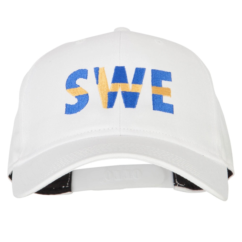 Sweden SWE Flag Embroidered Solid Cotton Pro Style Cap White One Size