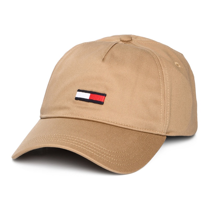 Tommy Hilfiger Hats TJM Elongated Flag Baseball Cap – Tan Adjustable