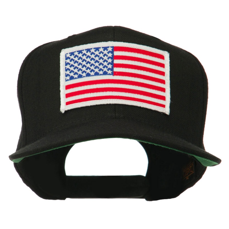 White American Flag Wool Blend Prostyle Patched Cap Black One Size