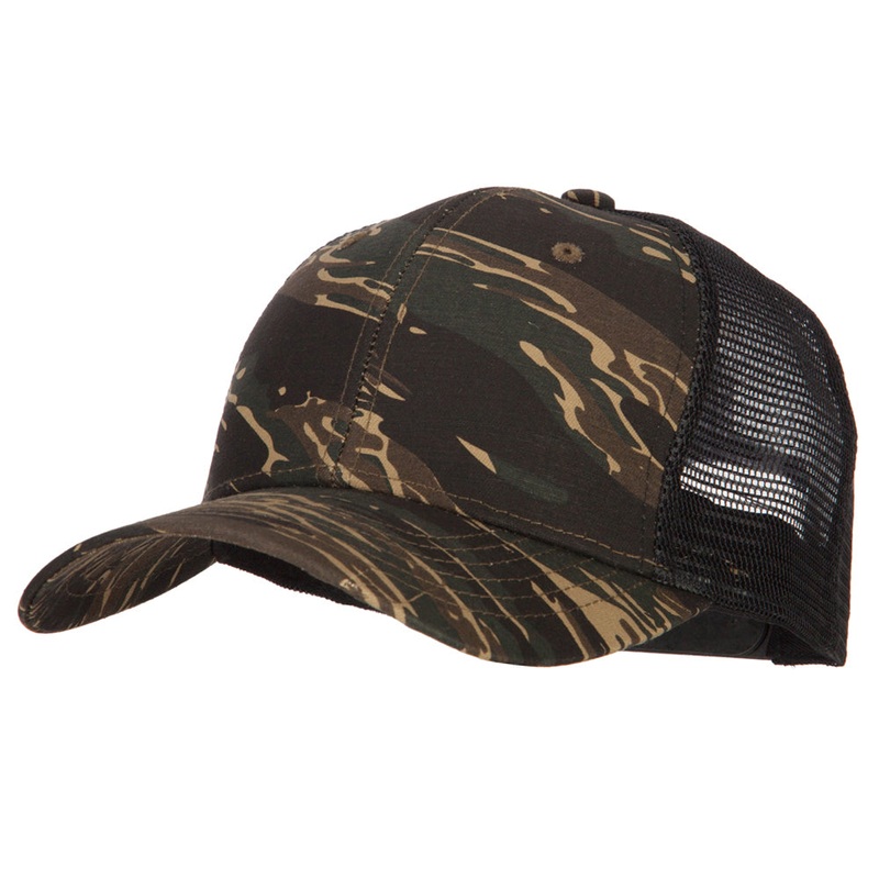 6 Panel High Profile Cotton Mesh Cap White One Size