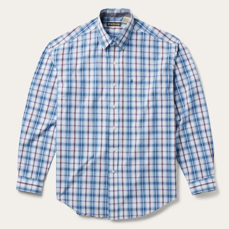Blue Diamond Dobby Plaid Shirt Blue S